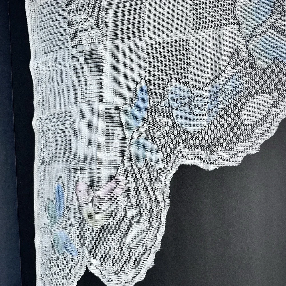 VTG Butterfly Bird Colored‎ Sheer Lace Curtain Valance 28
